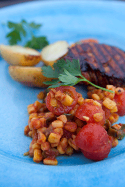 Köttbit med grillad potatis