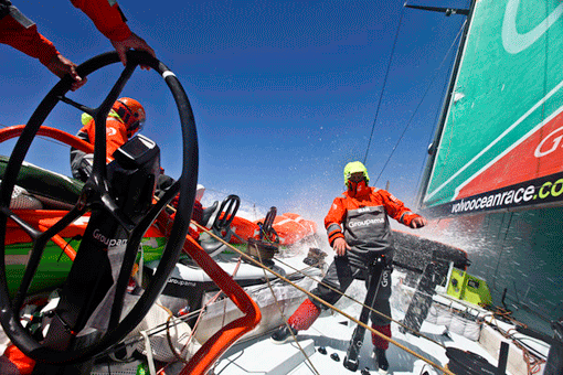 Martin Strömberg ombord på Groupama. Foto: Yann Riou/Volvo Ocean Race