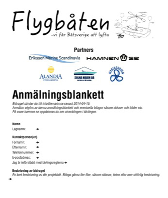 Flygbåten - anmälsningsblankett